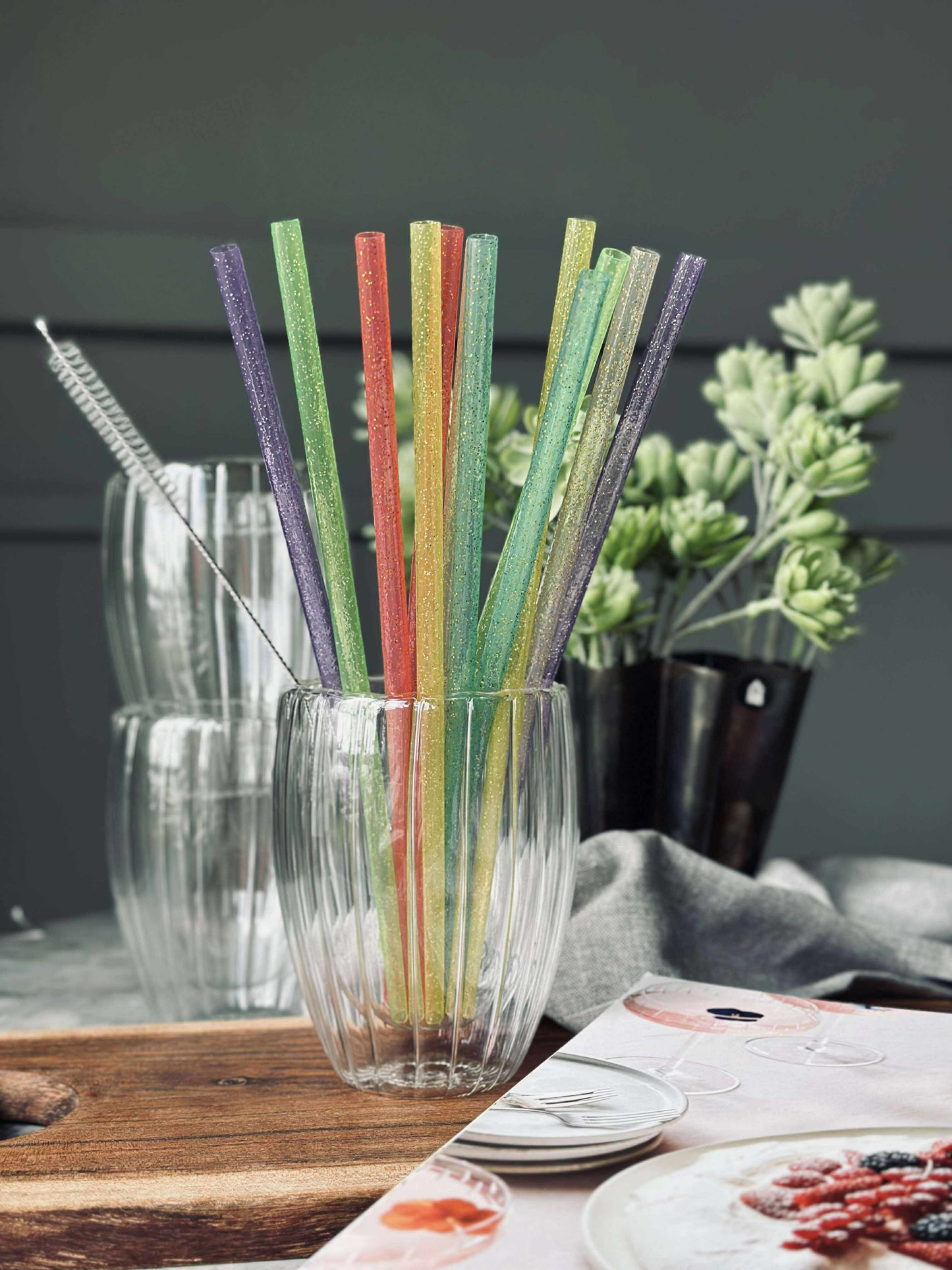 Sugerør med glimmer - genanvendelige