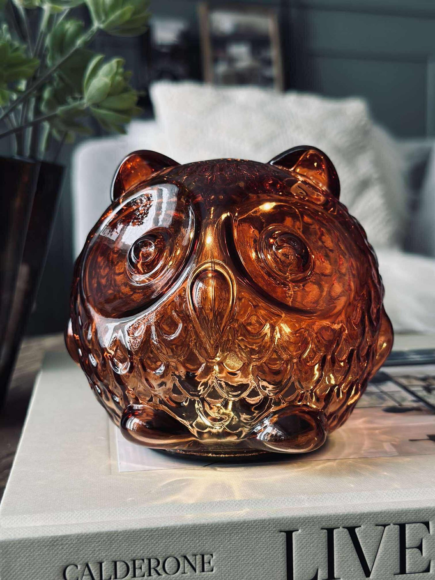 Ugle med led lys og timer - Small