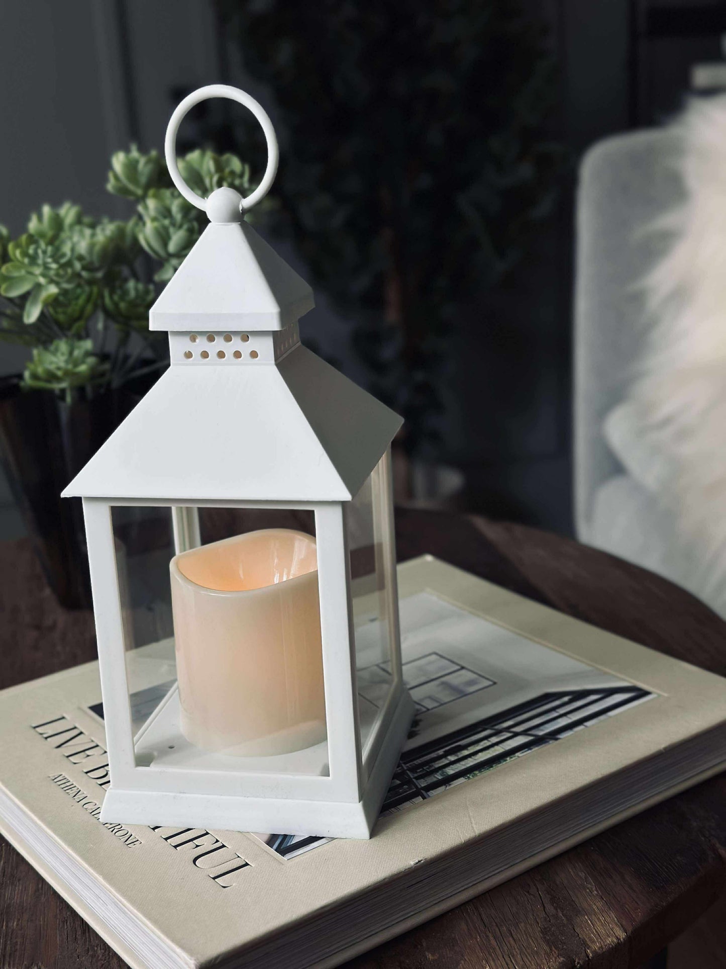 Lanterne m. Timer - White