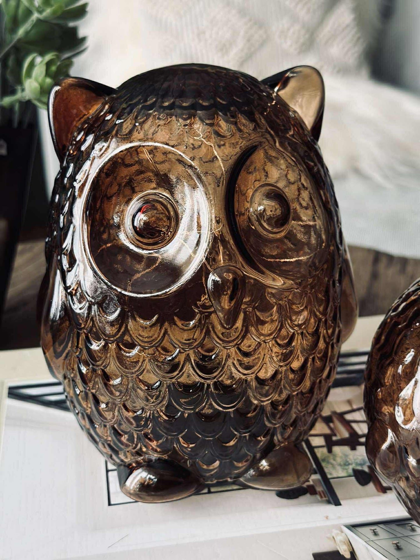 Ugle med led lys og timer - Large