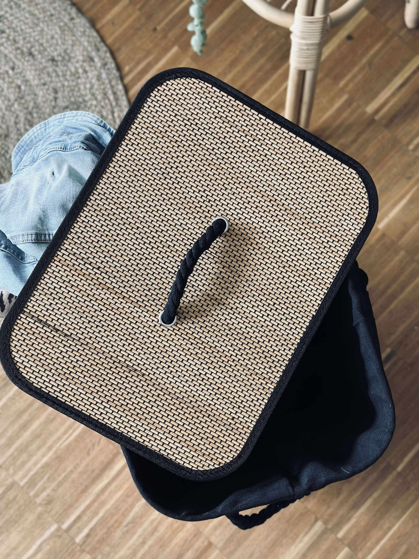 Vasketøjskurv i bambus - Black