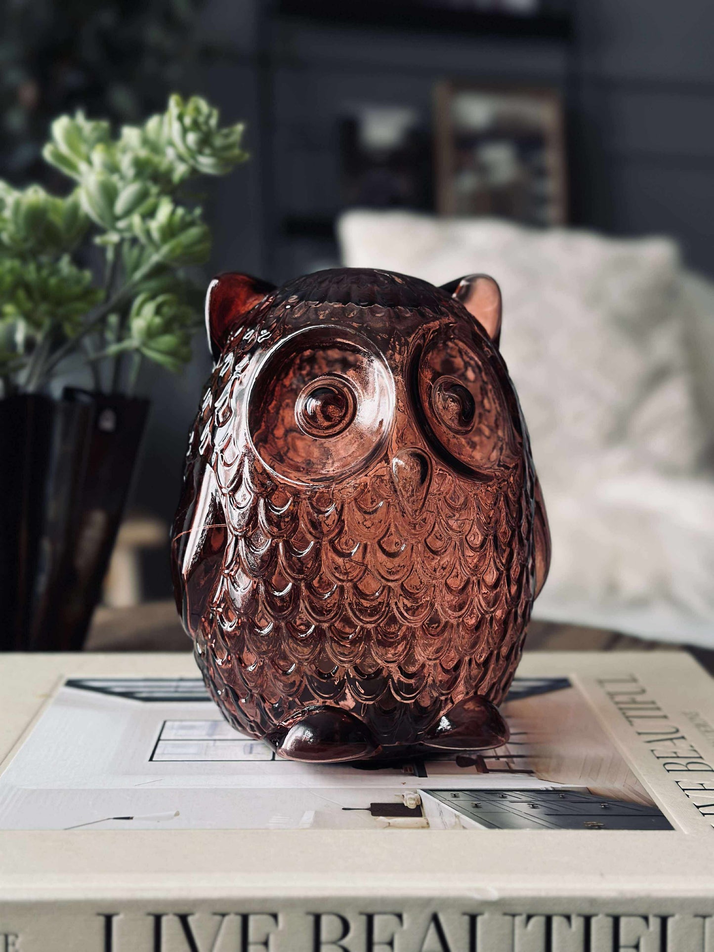 Ugle med led lys og timer - Large