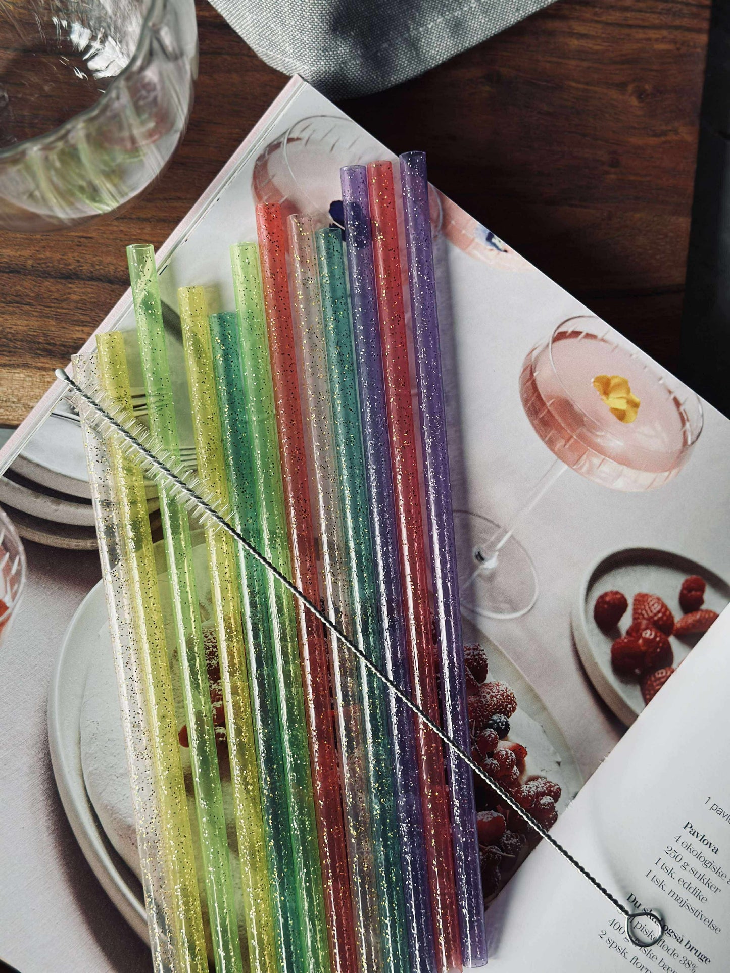 Sugerør med glimmer - genanvendelige