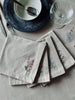 Mundservietter flower broderi - Pakke med 4 stk