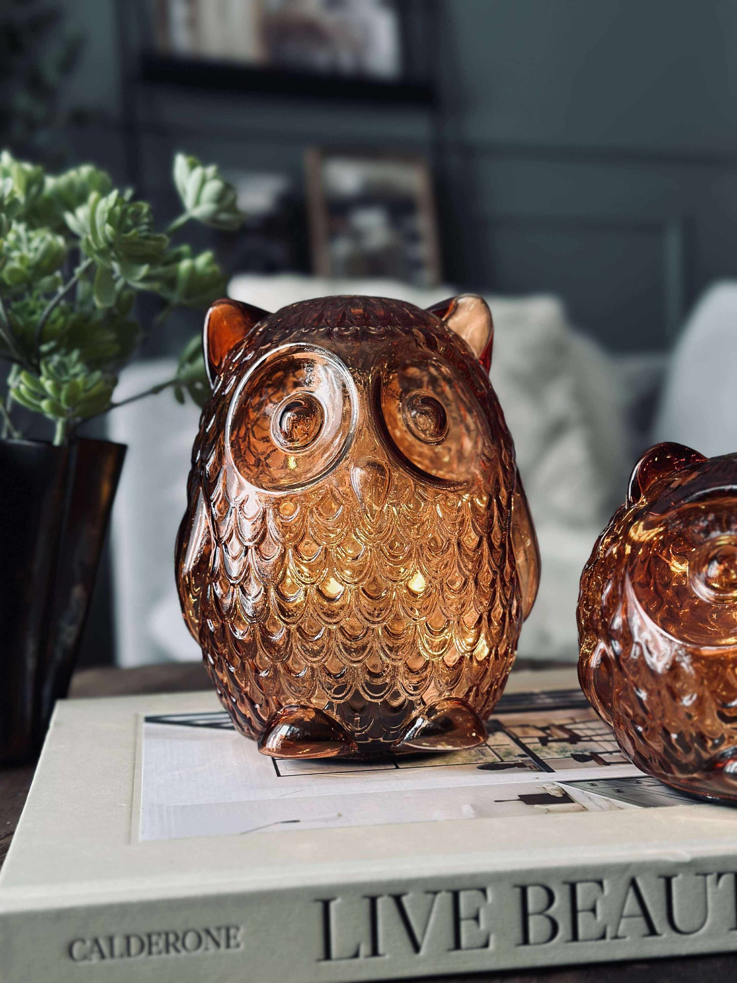 Ugle med led lys og timer - Large