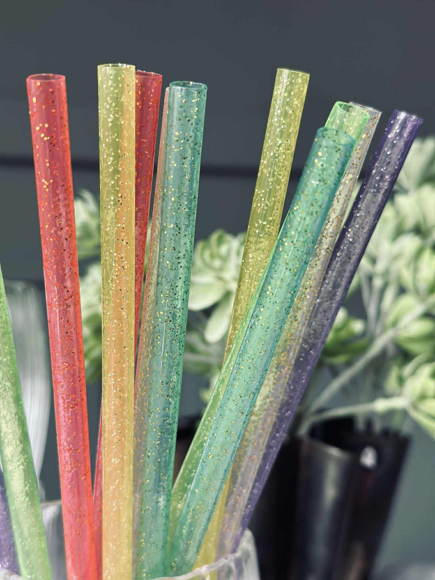 Sugerør med glimmer - genanvendelige