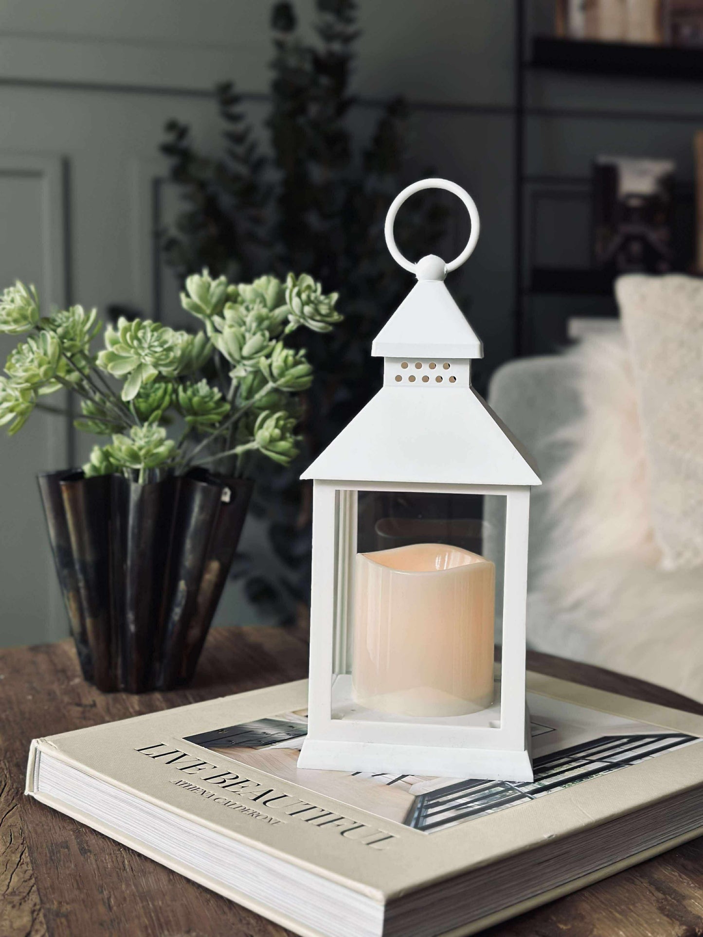 Lanterne m. Timer - White