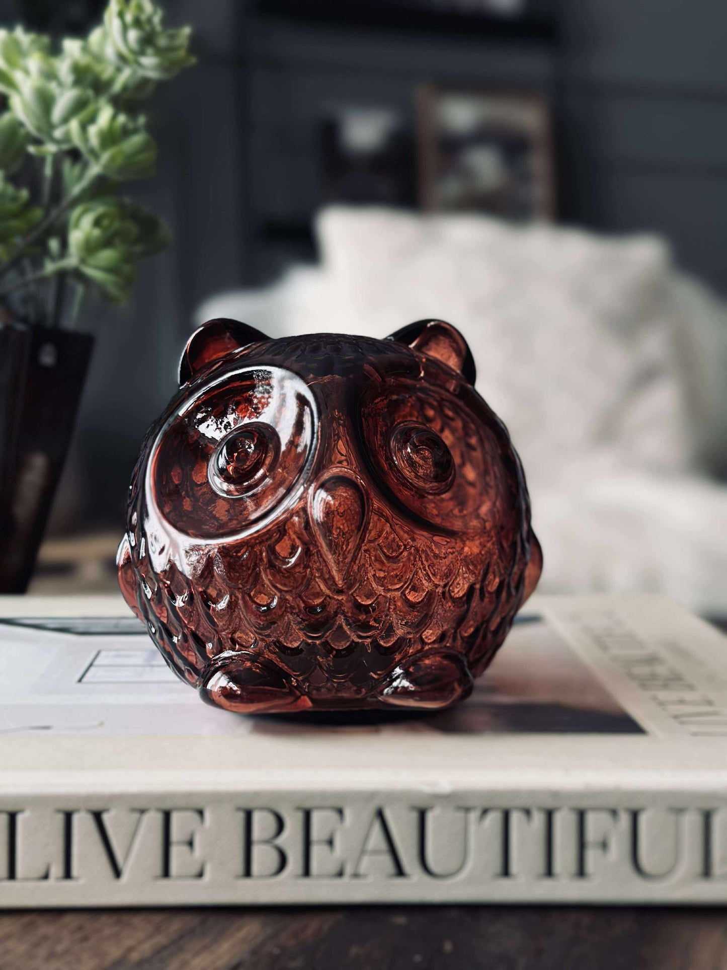 Ugle med led lys og timer - Small