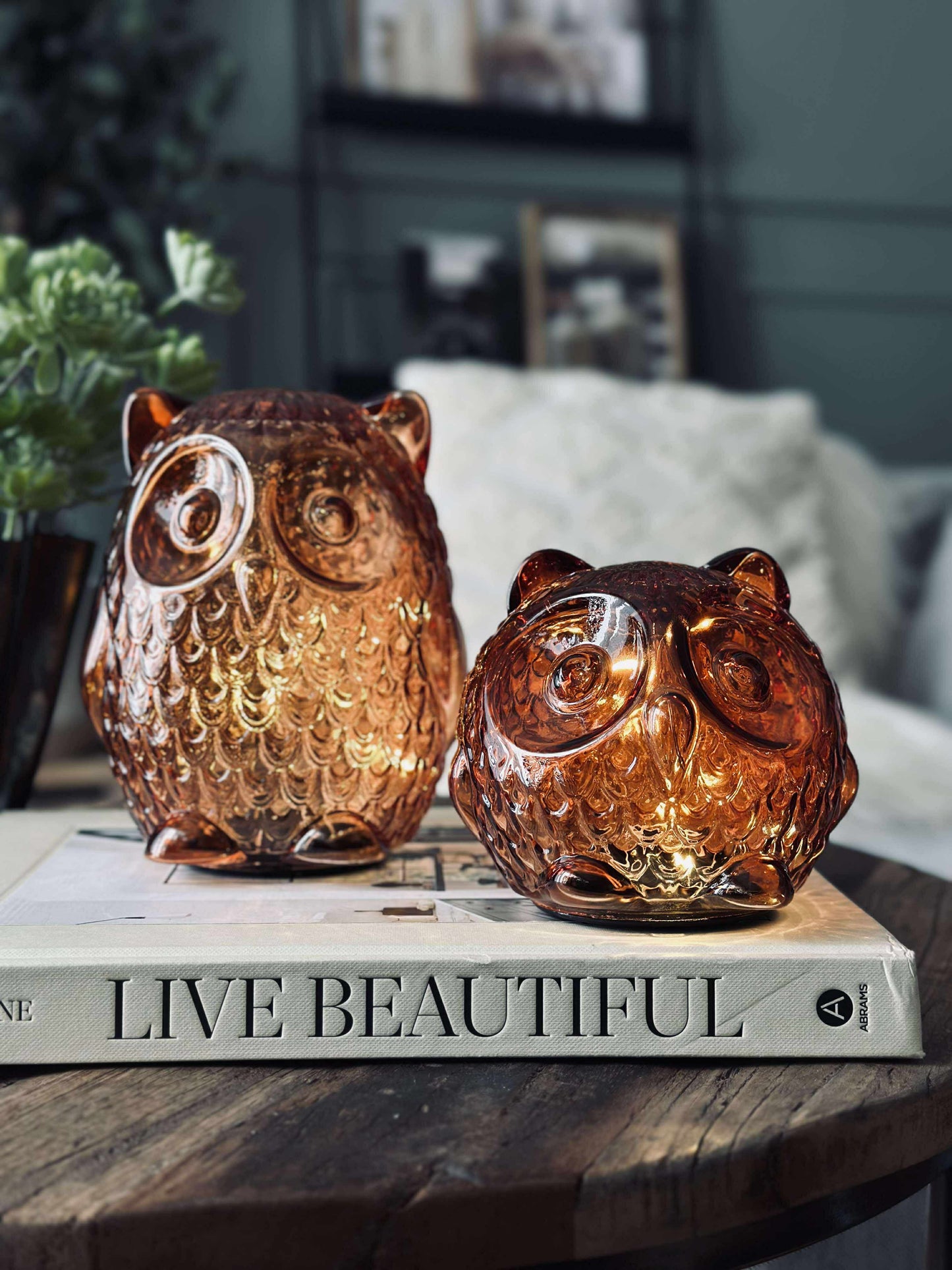 Ugle med led lys og timer - Small