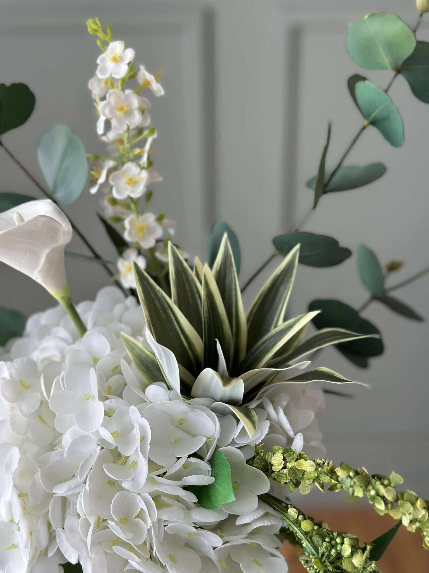 Buket med hvid hortensia