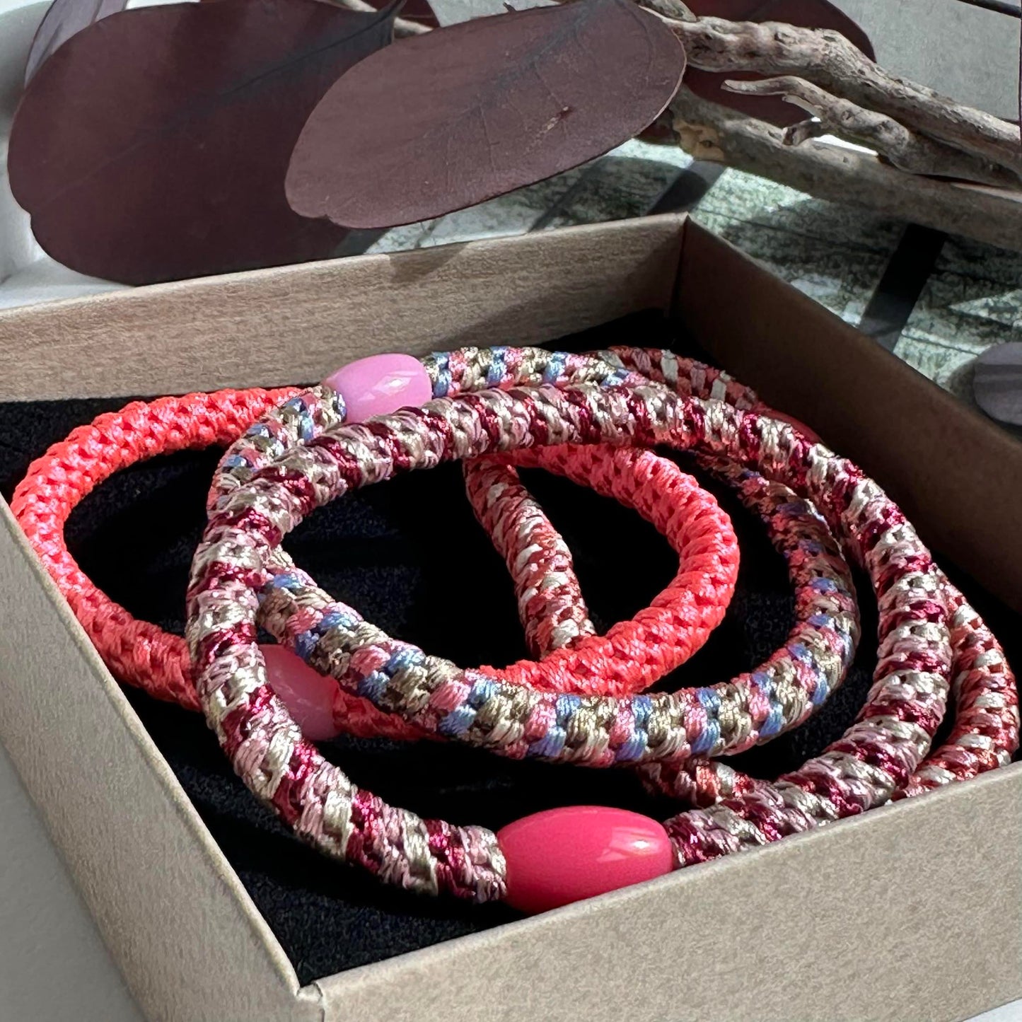 Hårelastikker Supreme Slim Pink - 4 stk.