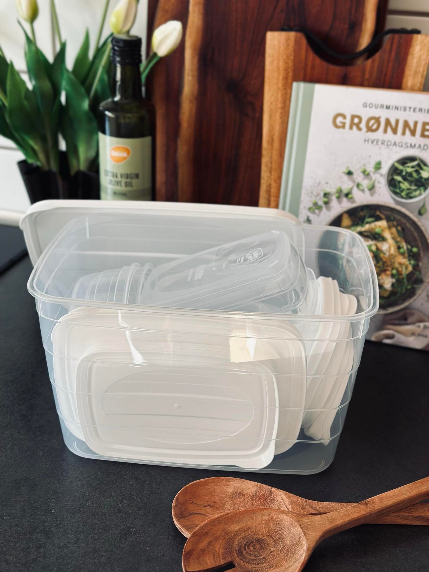 Opbevaringsbøtter m. låg - 11 stk.