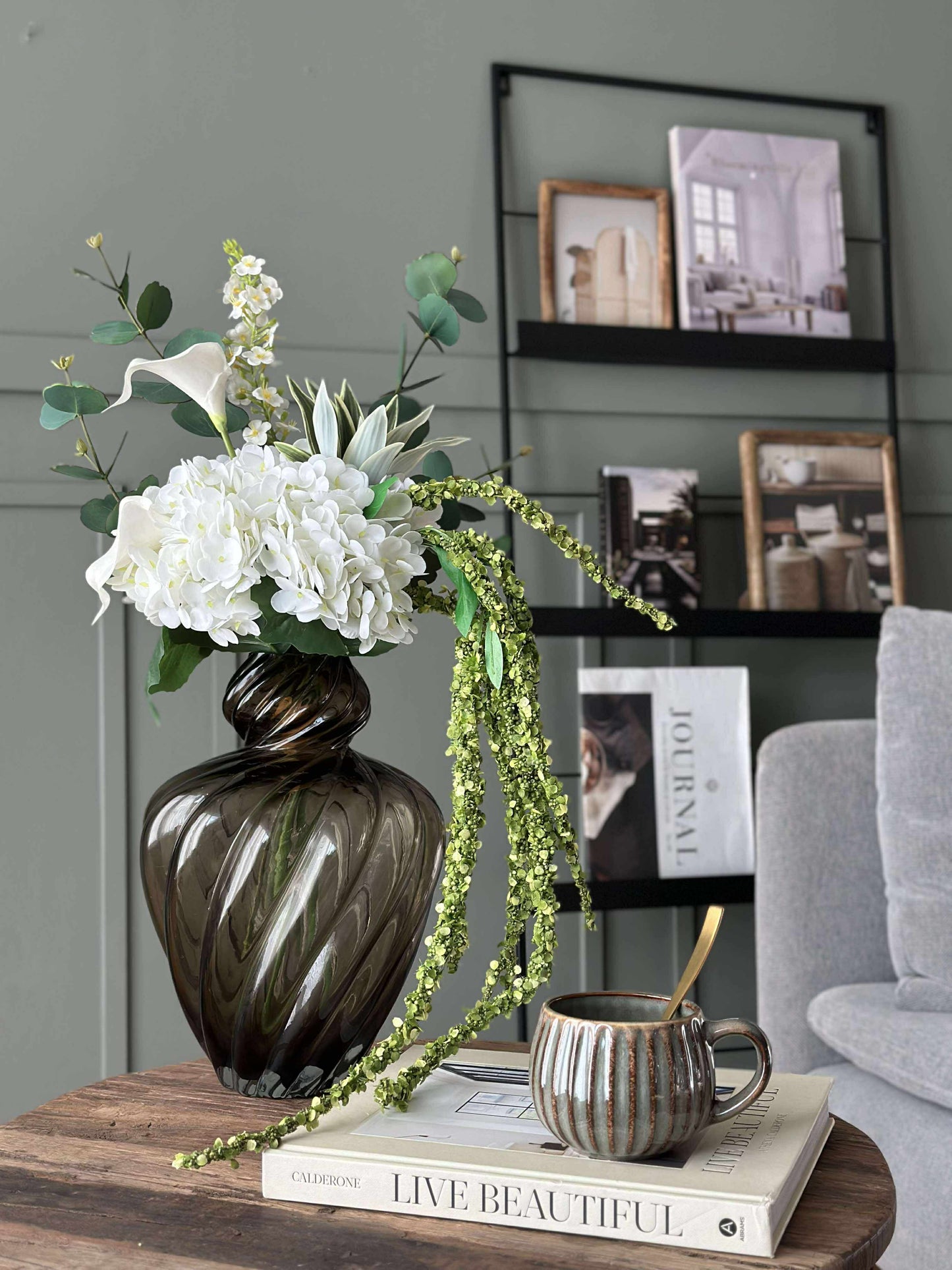 Buket med hvid hortensia