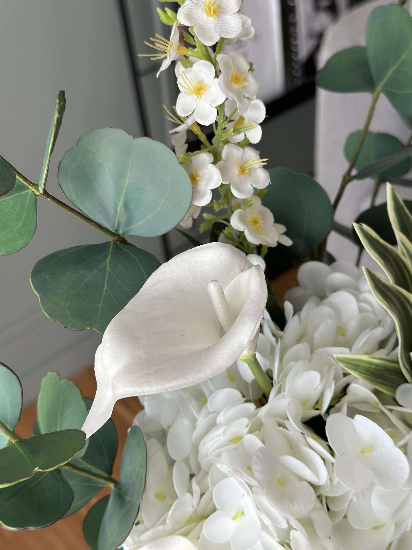 Buket med hvid hortensia