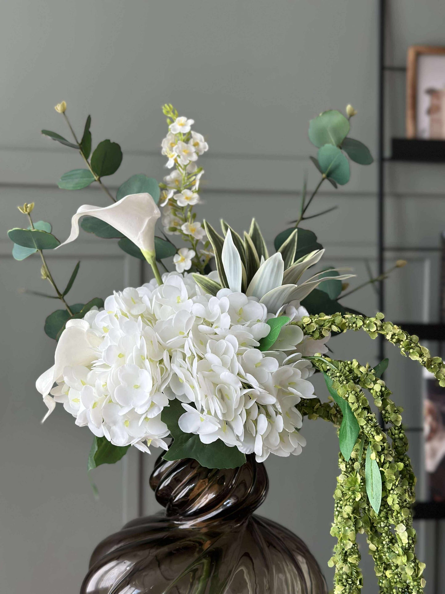 Buket med hvid hortensia