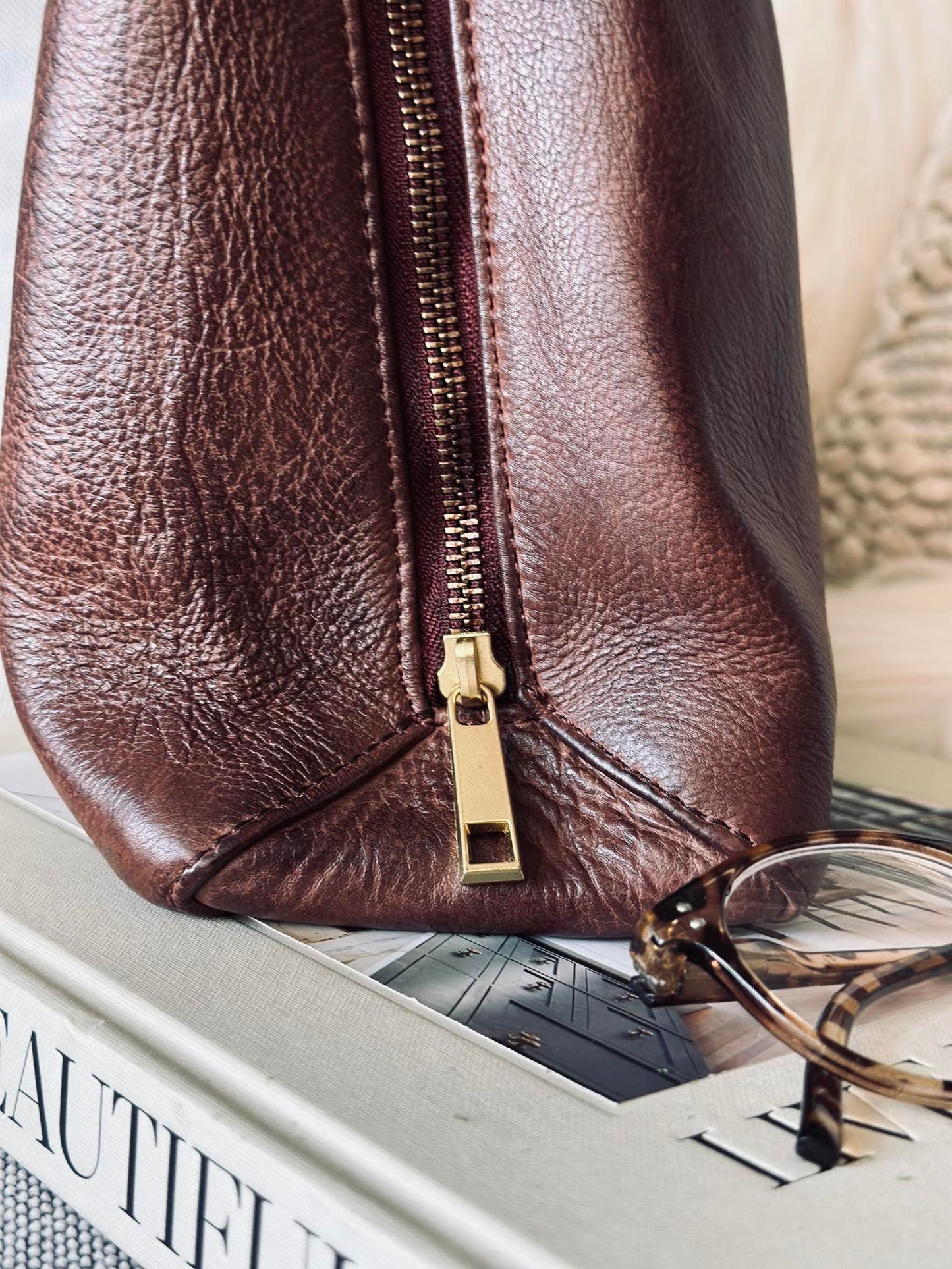 Skuldertaske - Brandy leather