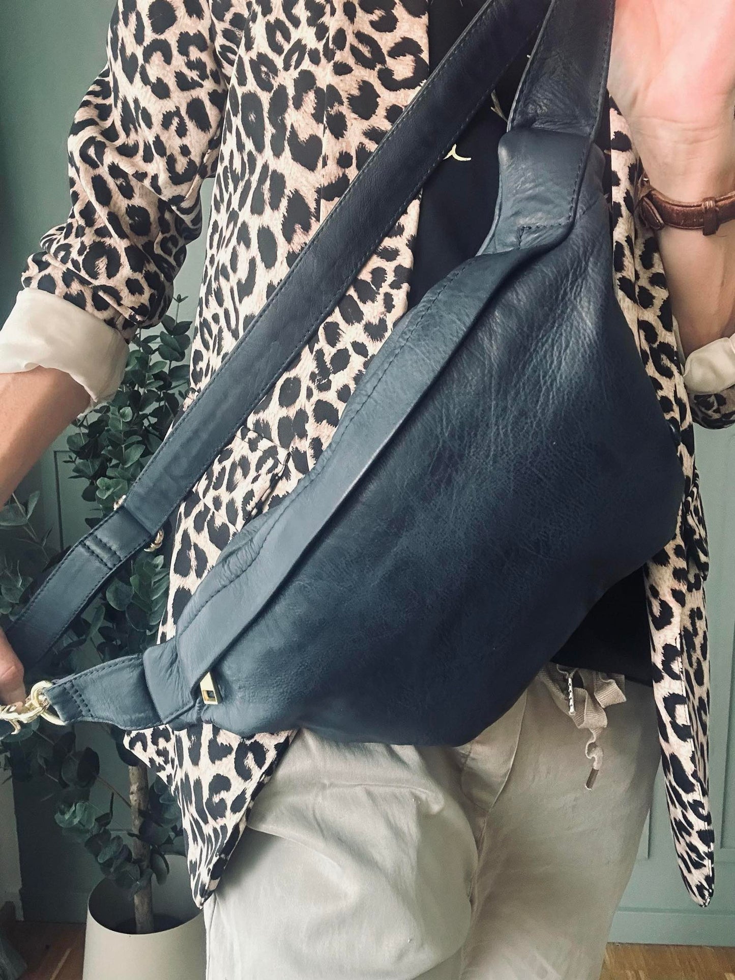 Cool Buffy Bumbag i smørblødt læder - Midnight Blue