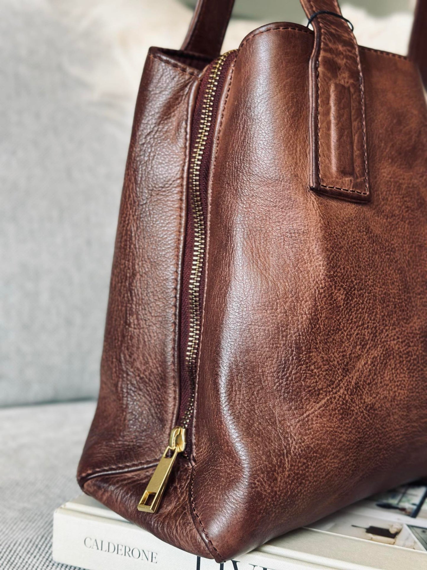 Skuldertaske - Brandy leather