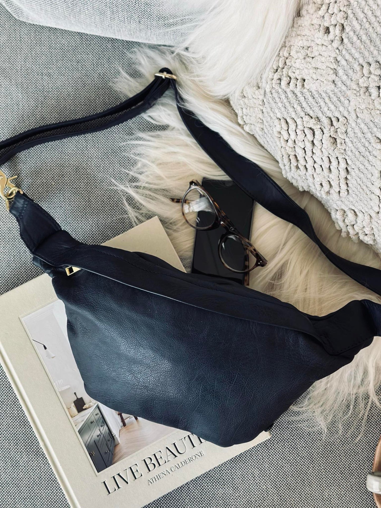 Cool Buffy Bumbag i smørblødt læder - Midnight Blue