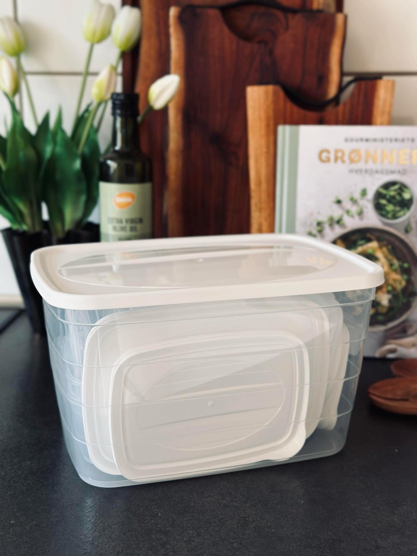 Opbevaringsbøtter m. låg - 11 stk.