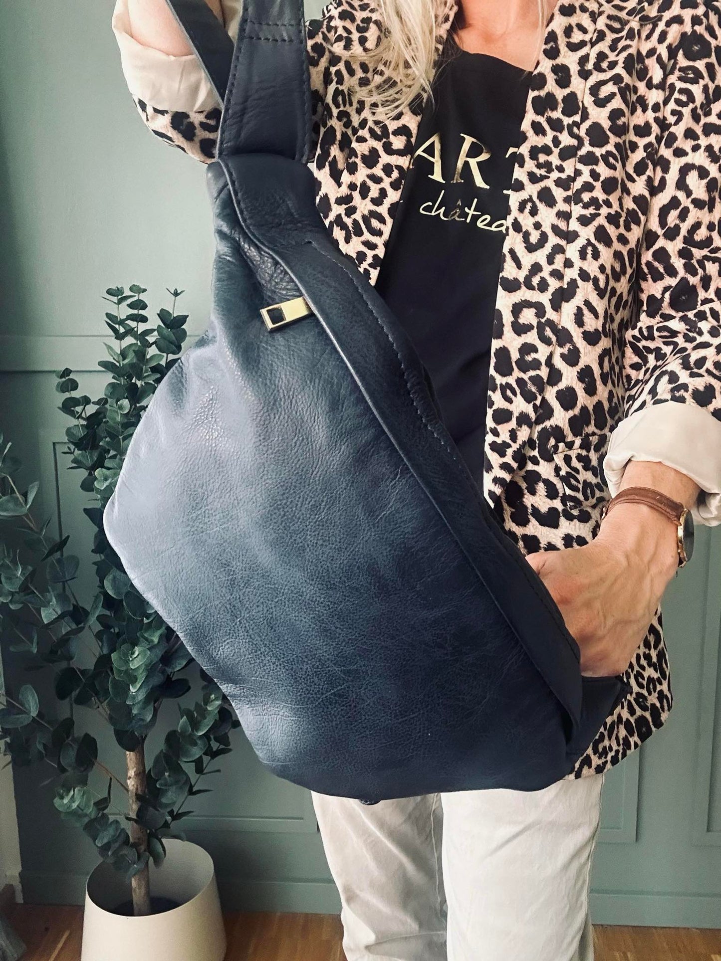 Cool Buffy Bumbag i smørblødt læder - Midnight Blue