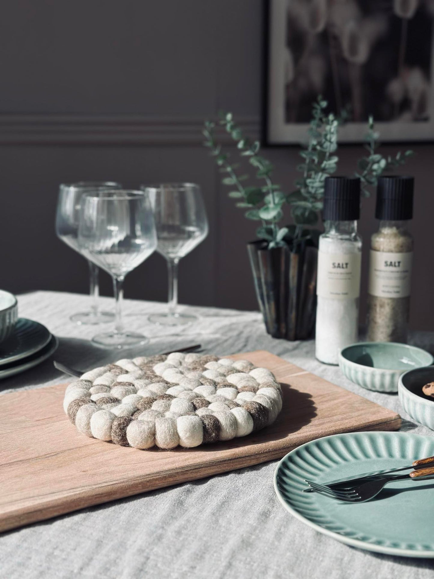 Bordskåner DOTS - Natur / brun uld