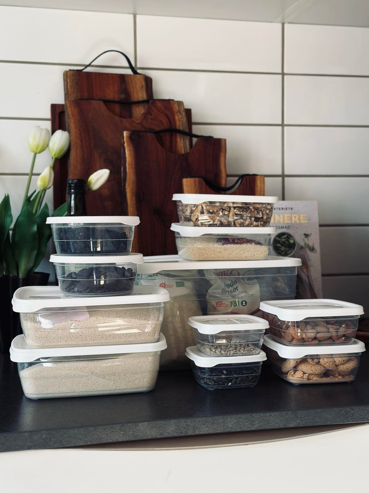 Opbevaringsbøtter m. låg - 11 stk.