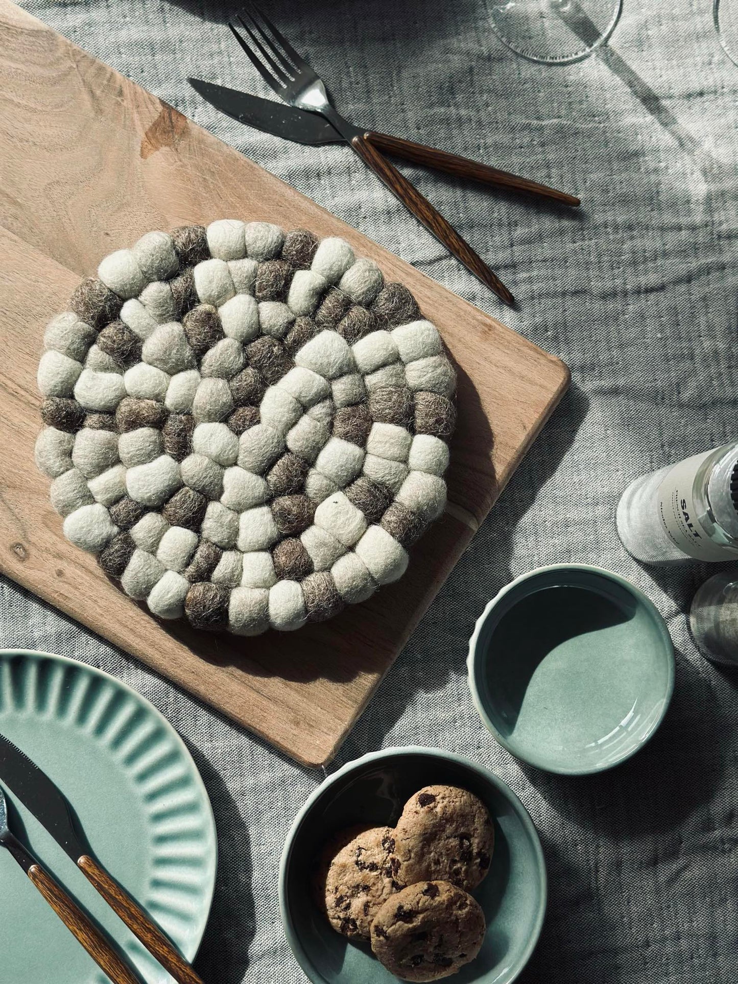 Bordskåner DOTS - Natur / brun uld