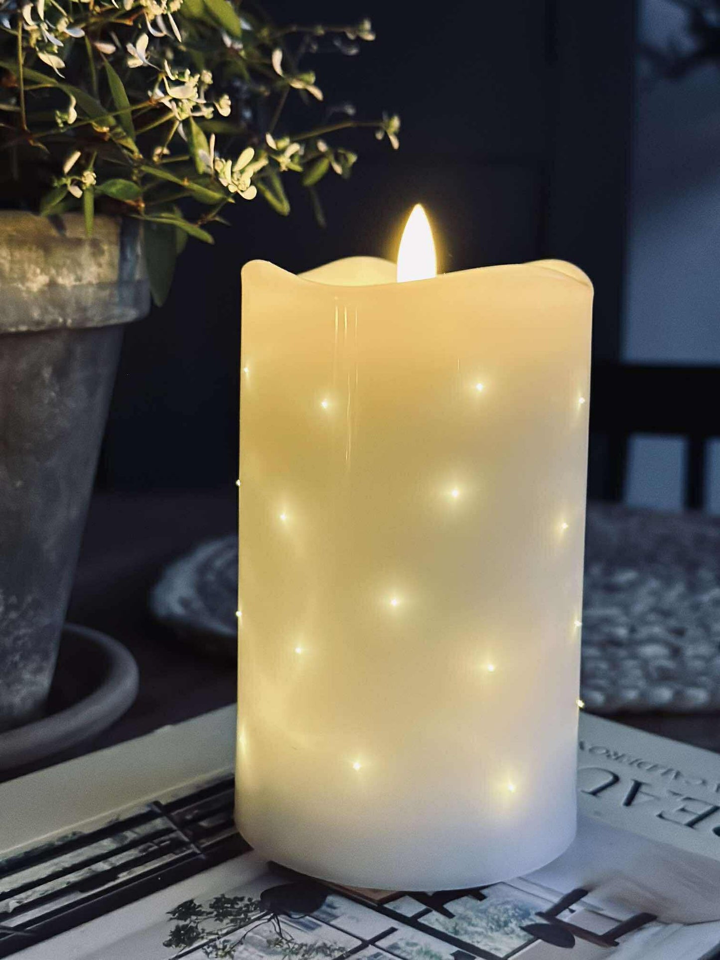 LED Bloklys White TWINKLE - 12,5cm