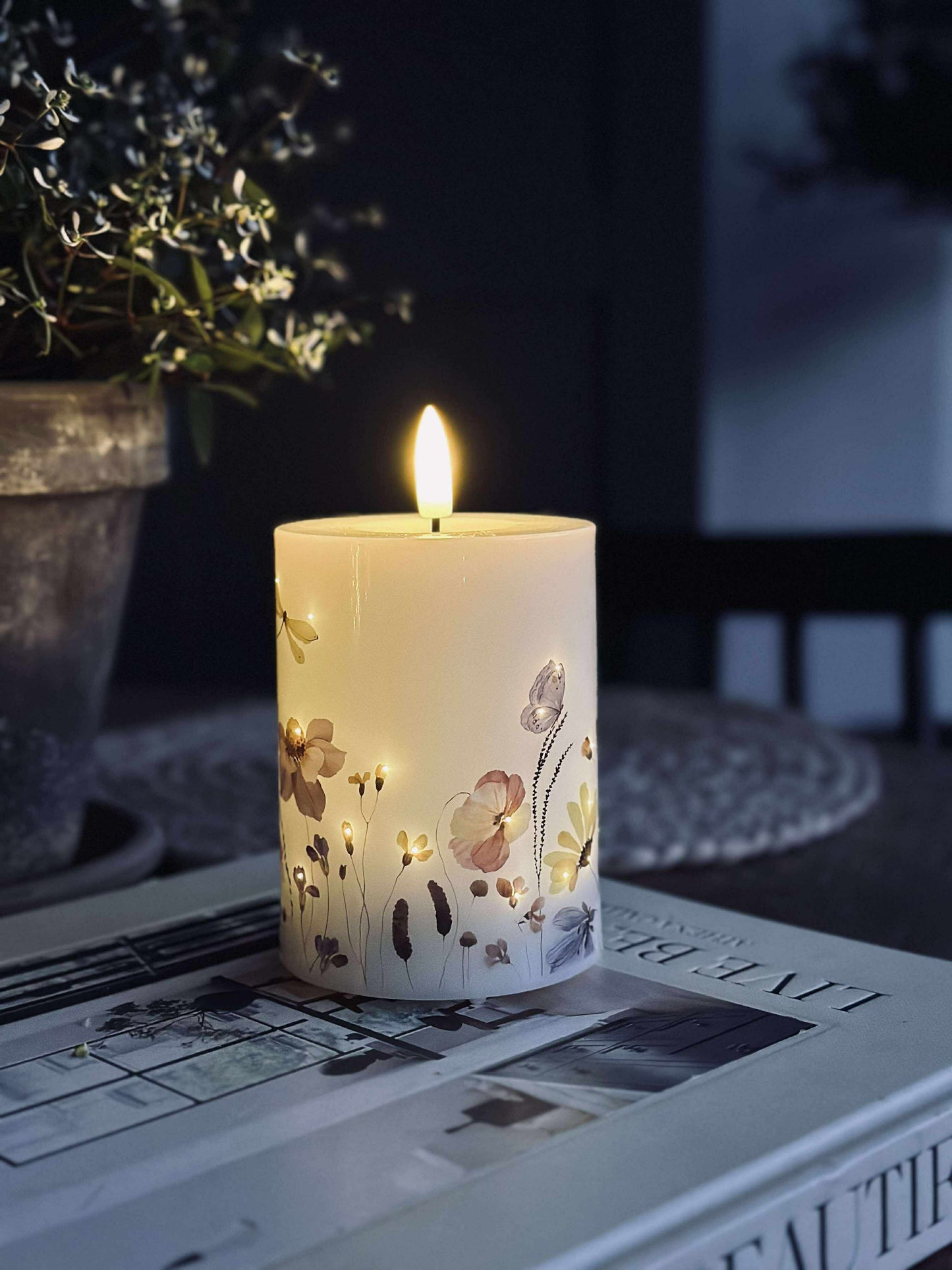 LED Bloklys Twinkle flora