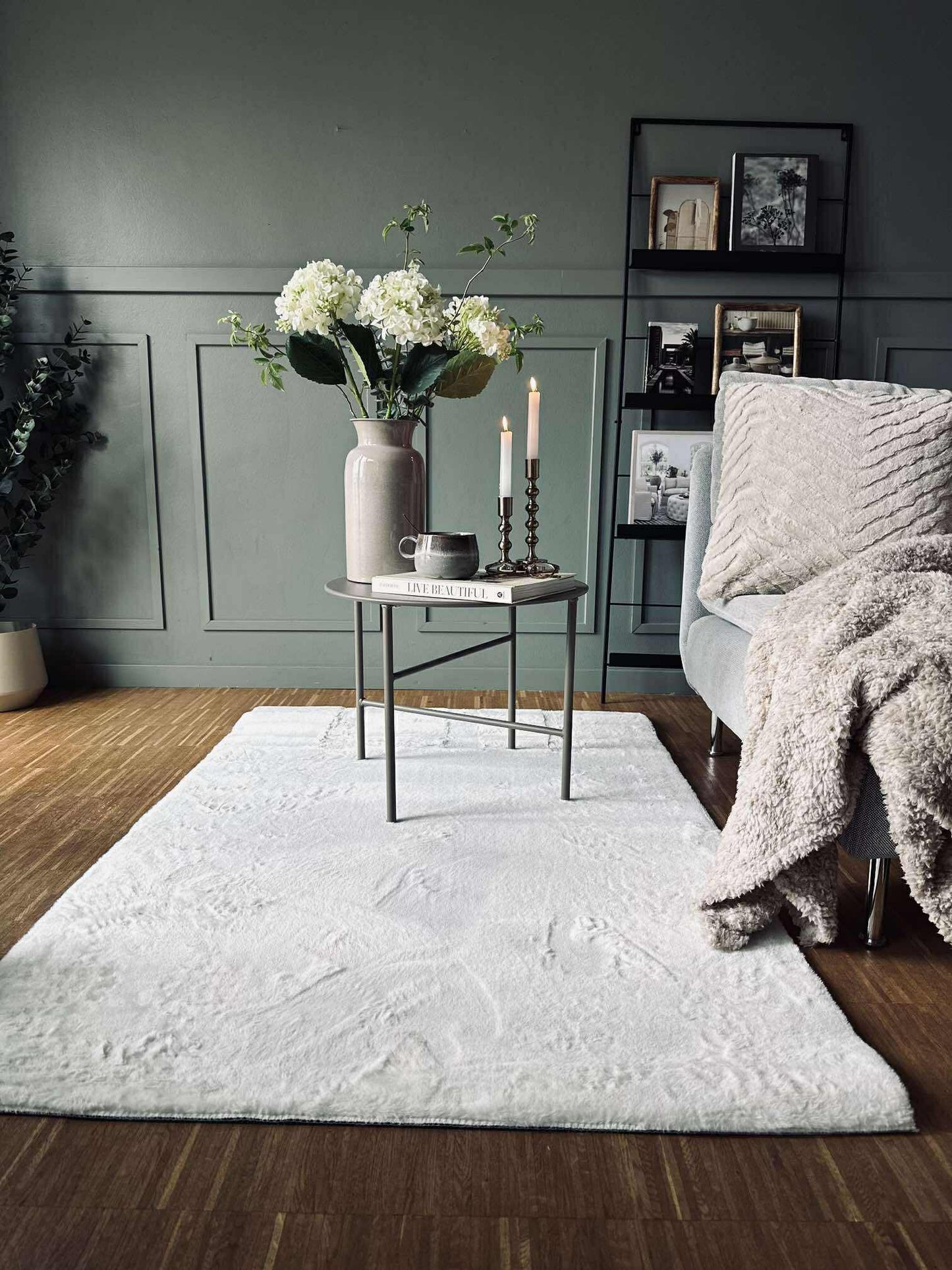 Gulvtæppe Plys white