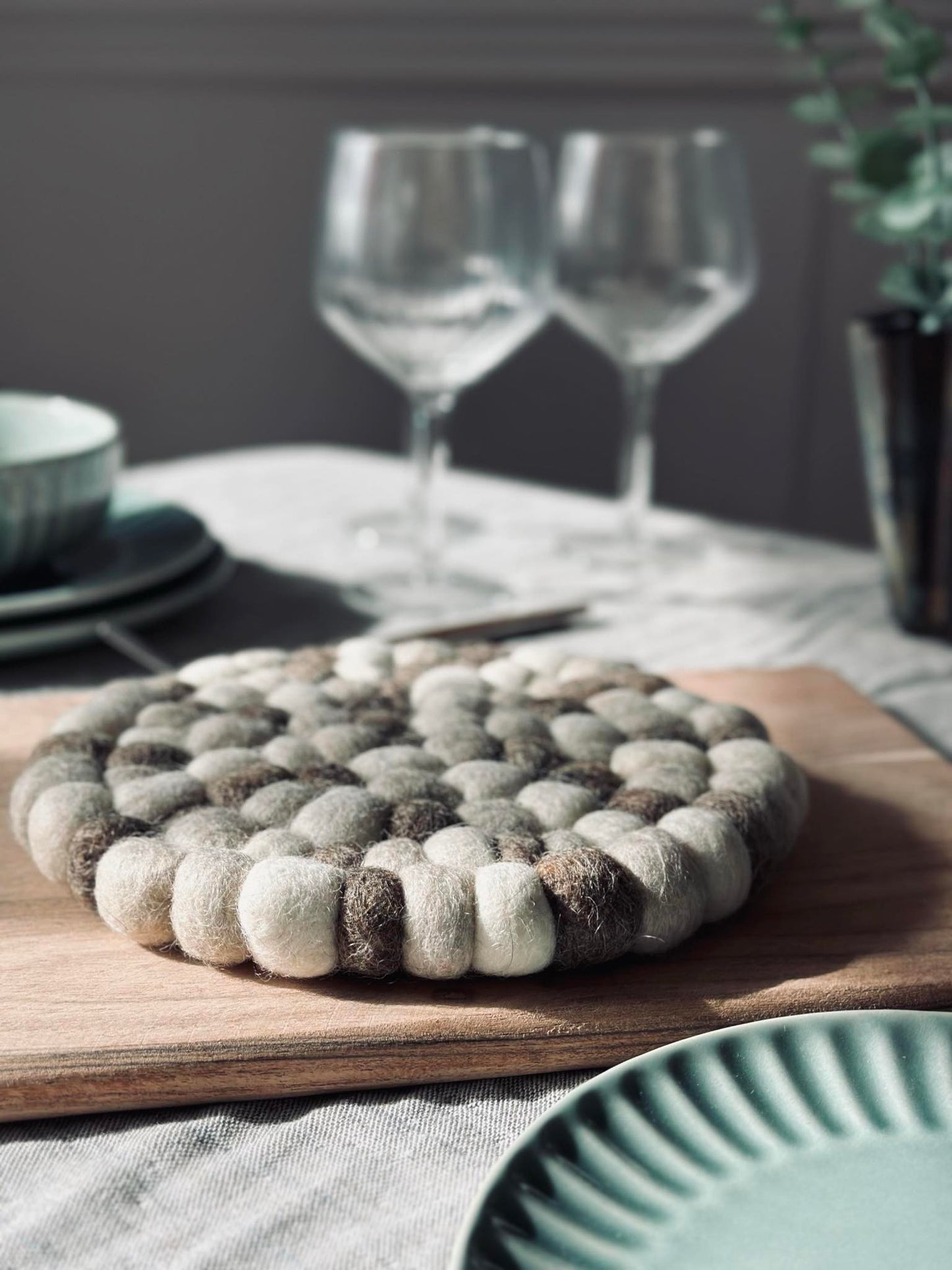 Bordskåner DOTS - Natur / brun uld