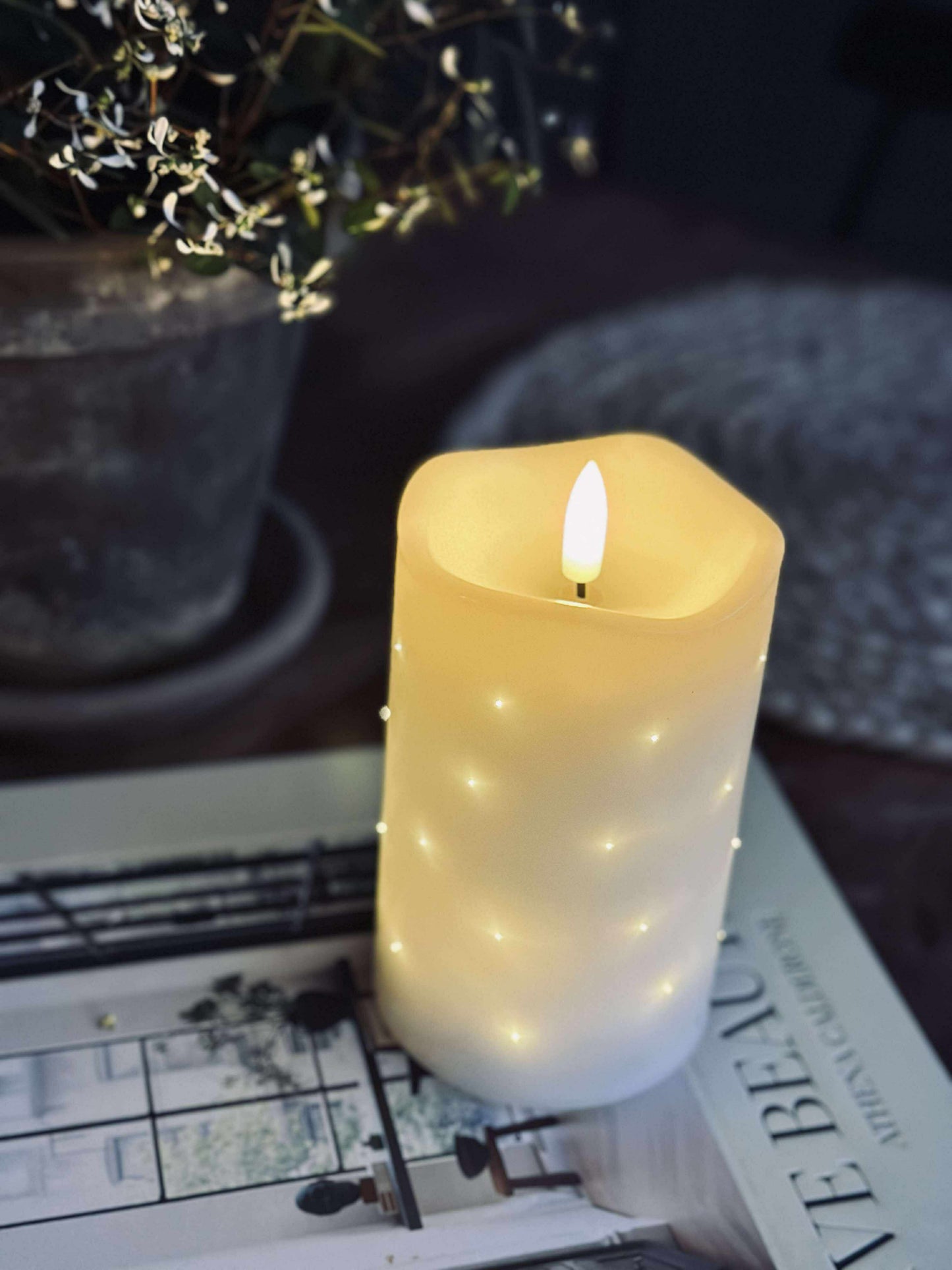 LED Bloklys White TWINKLE - 12,5cm