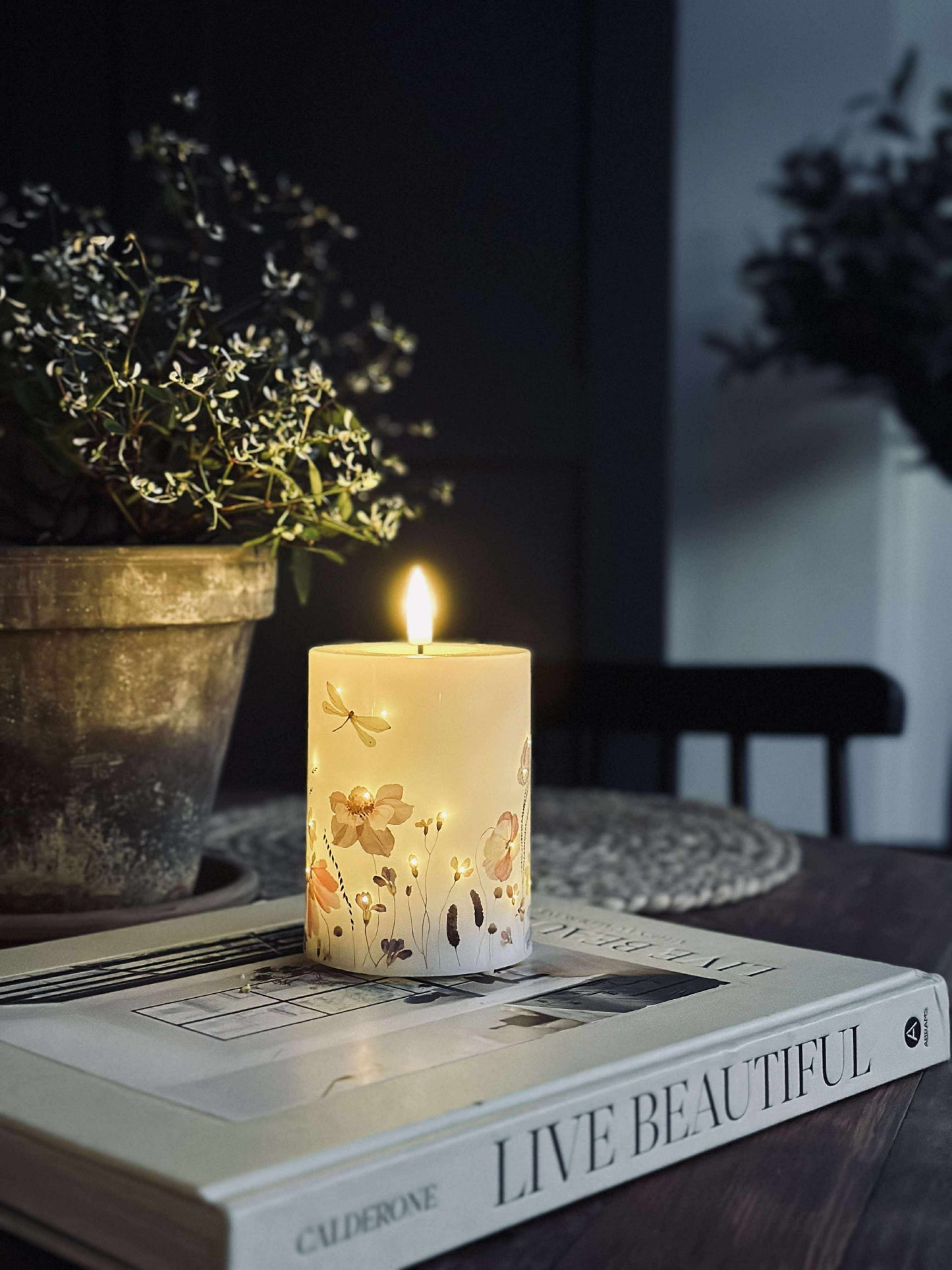 LED Bloklys Twinkle flora