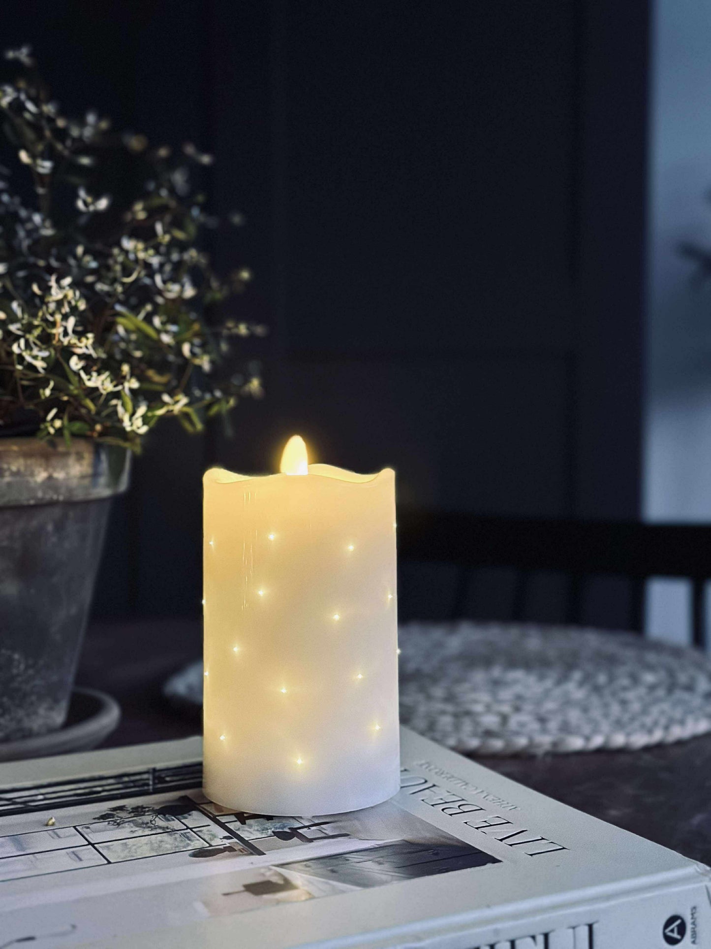 LED Bloklys White TWINKLE - 12,5cm