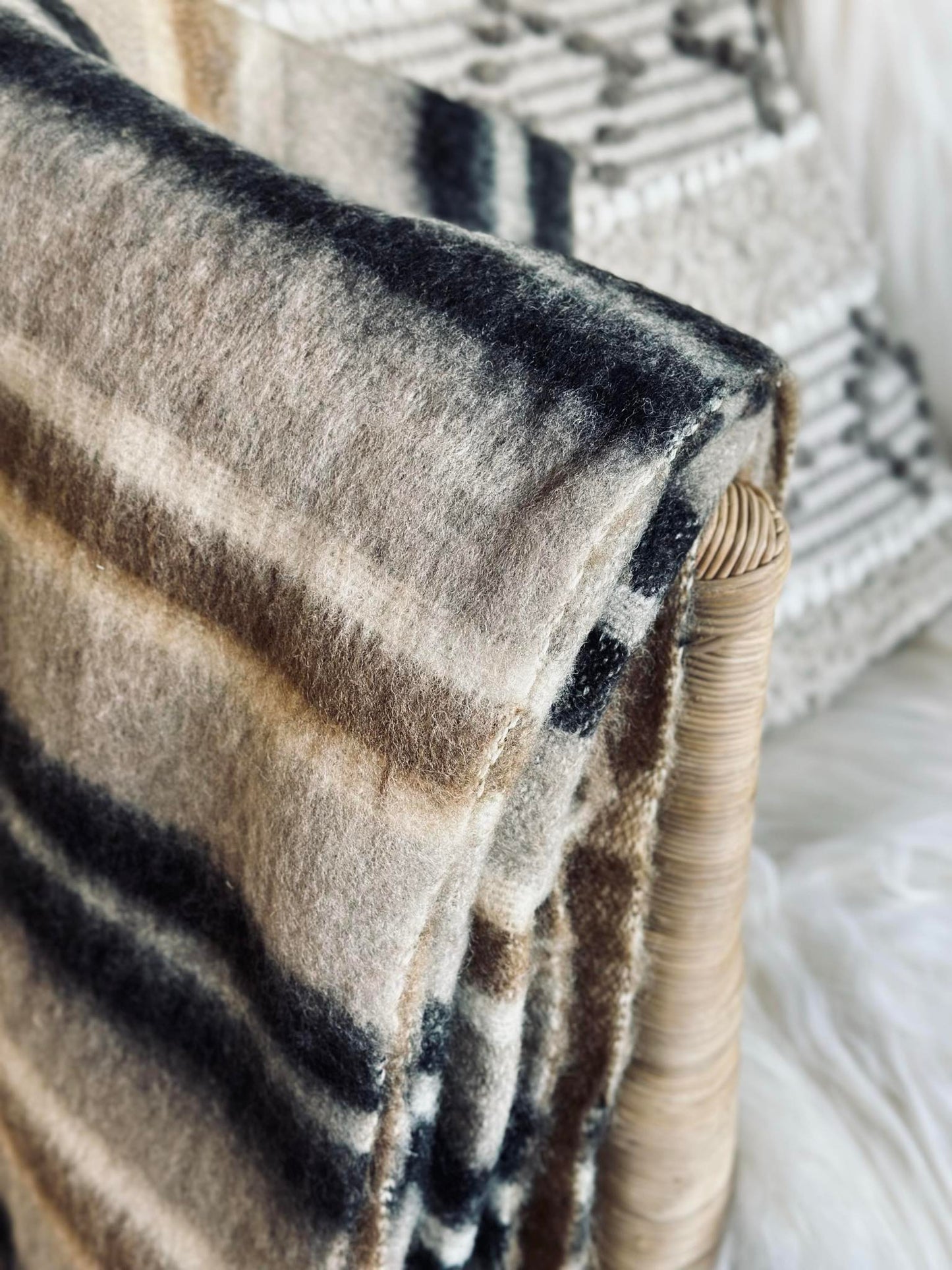 Plaid 100 % uld - Taupe strib