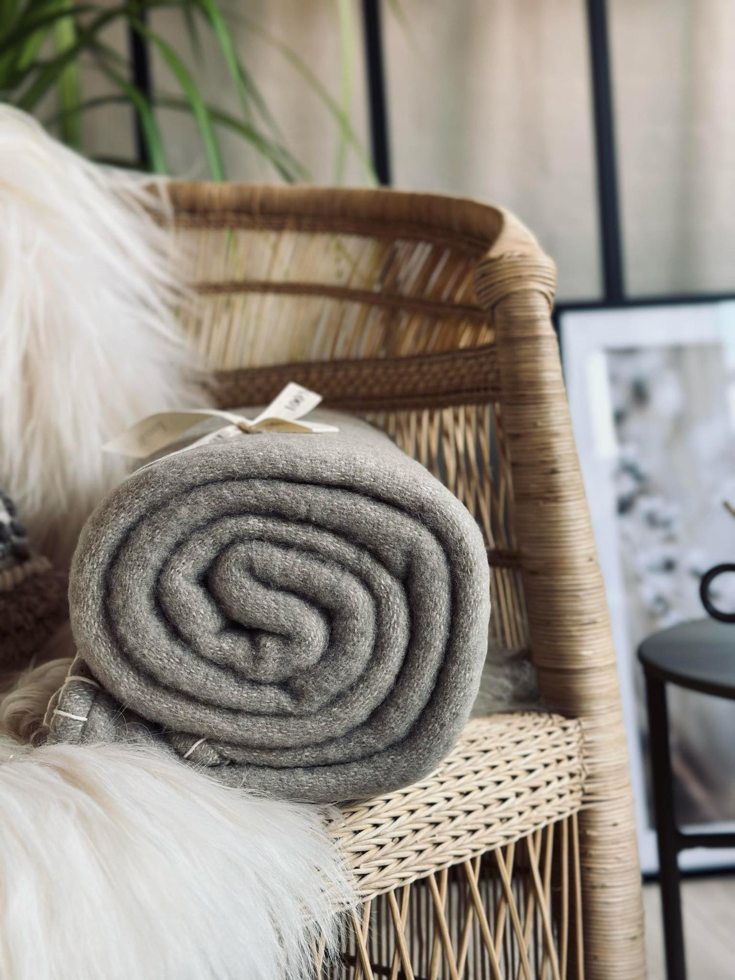 Plaid 100 % uld - Beige / natur