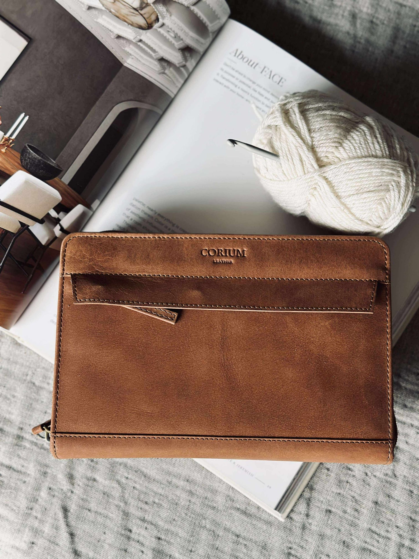 Organiser Cognac Læder