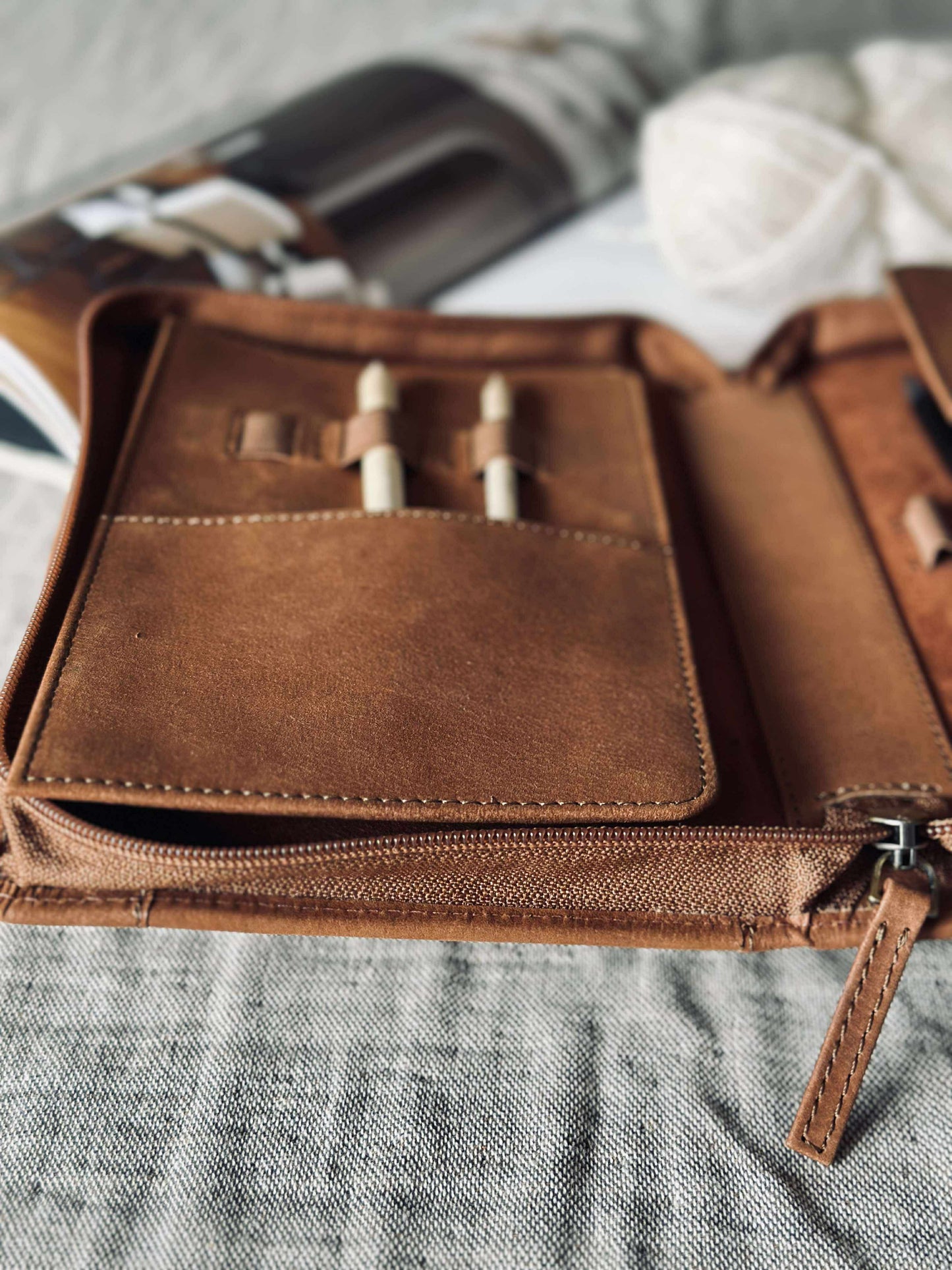 Organiser Cognac Læder