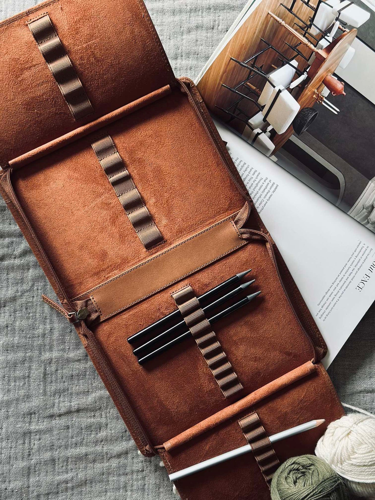 Organiser Cognac Læder