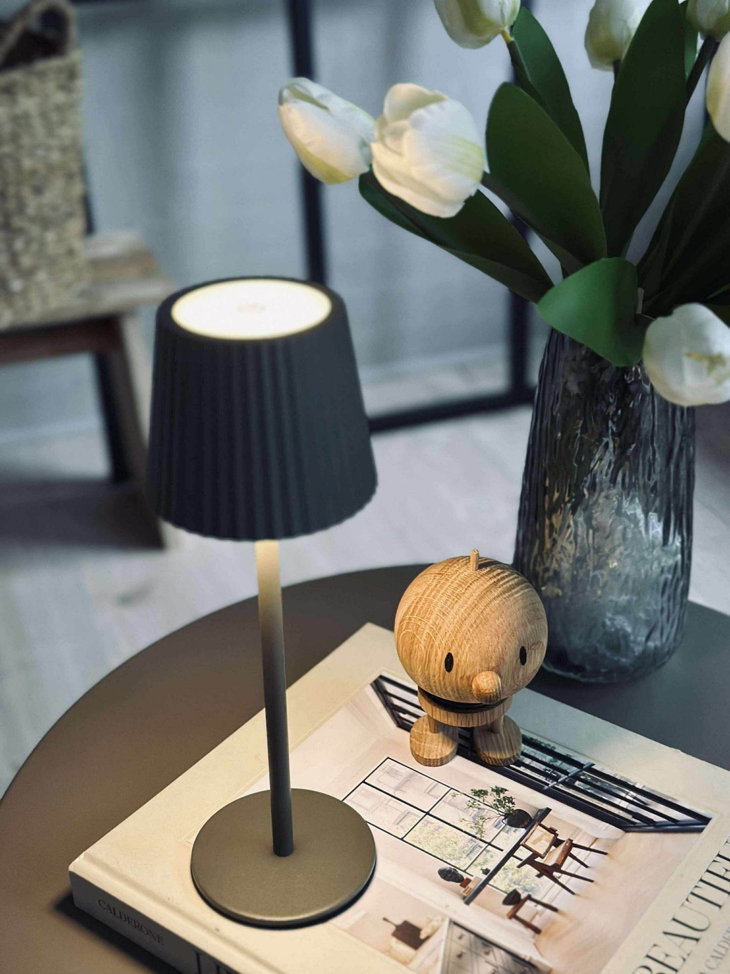 LED bordlampe MILLA Taupe - genopladelig