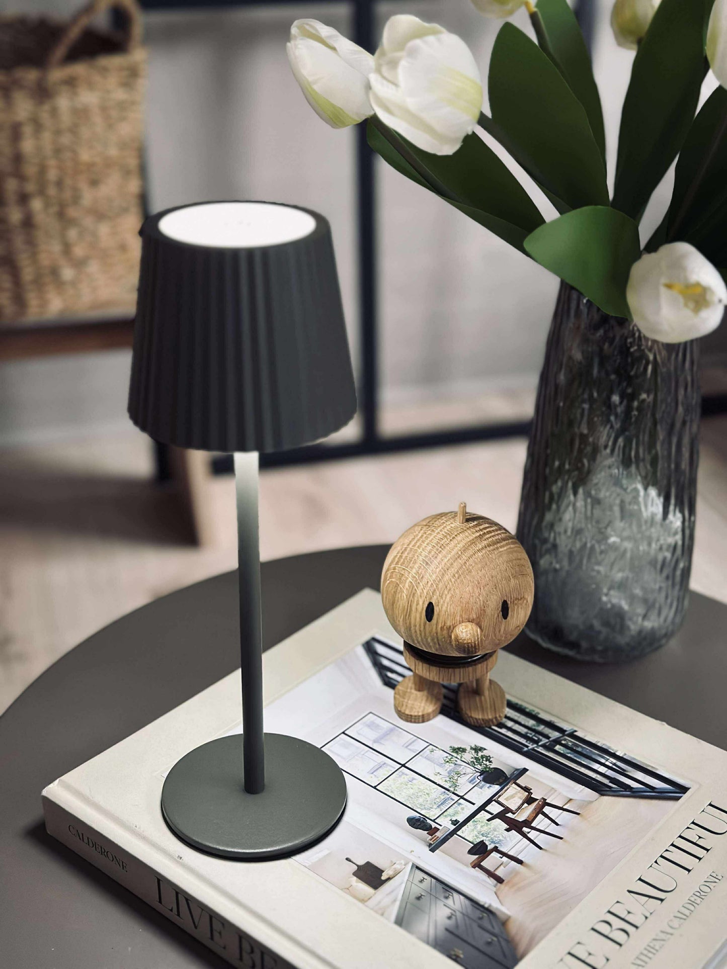 LED bordlampe MILLA Taupe - genopladelig