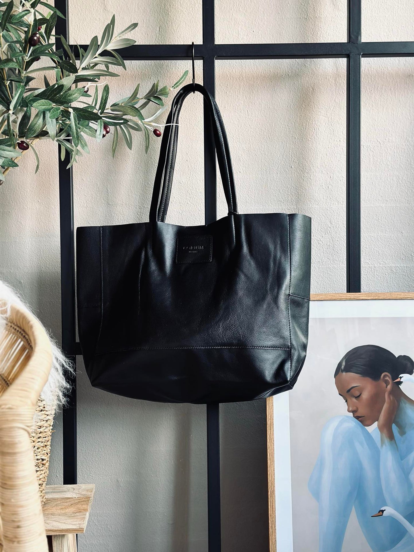 Shopper Daily i blød skind - Black