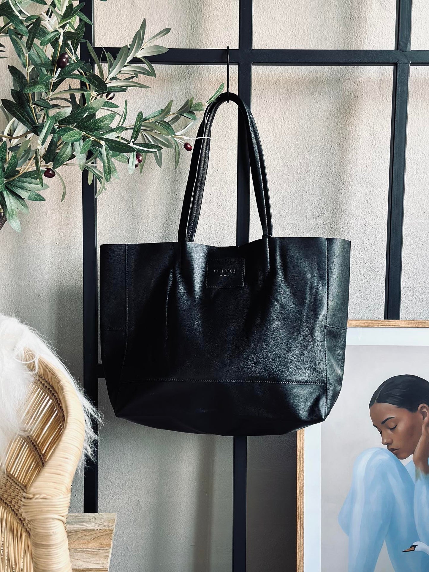 Shopper Daily i blød skind - Black