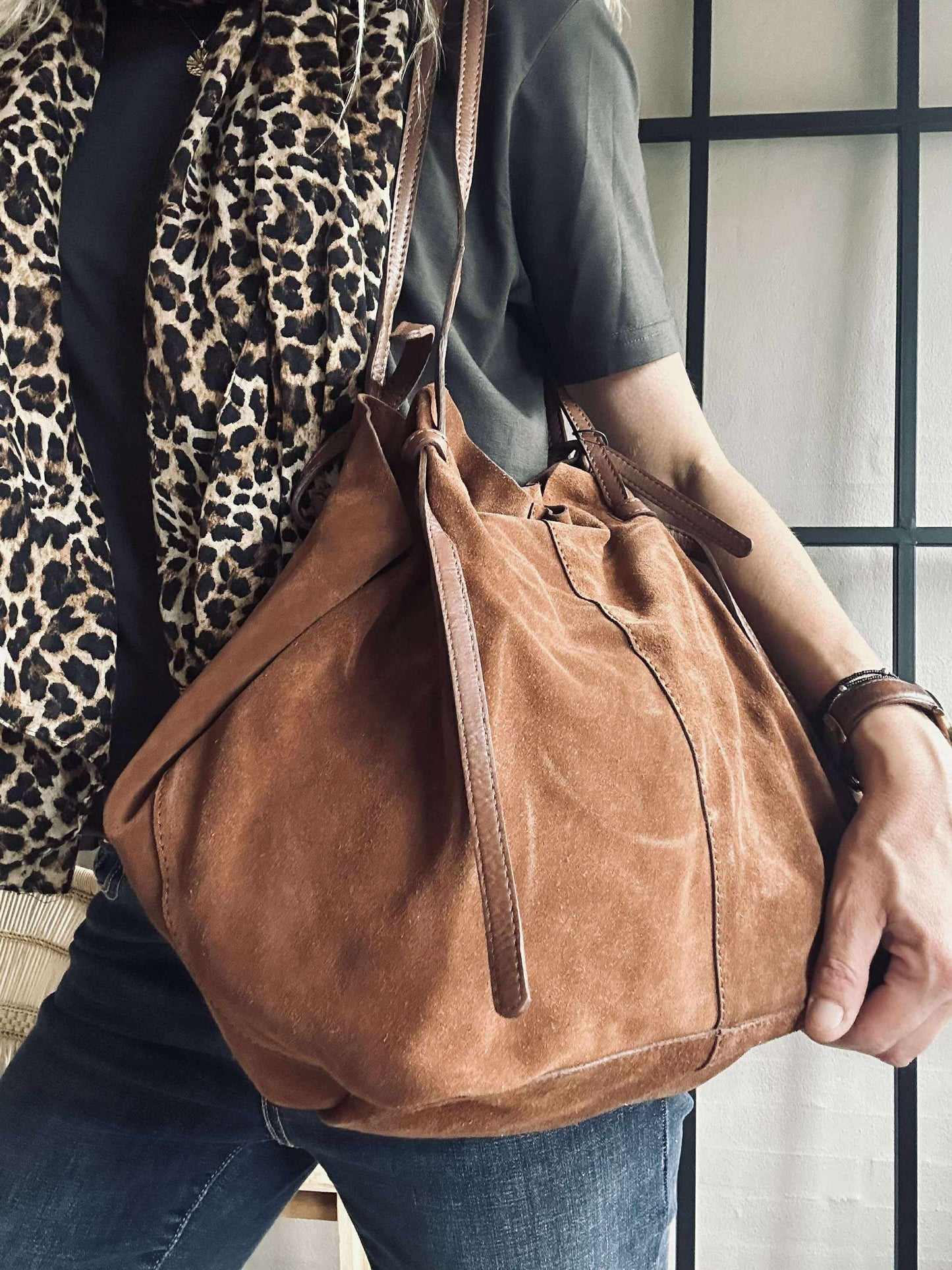 Smuk ruskindsshopper - Cognac