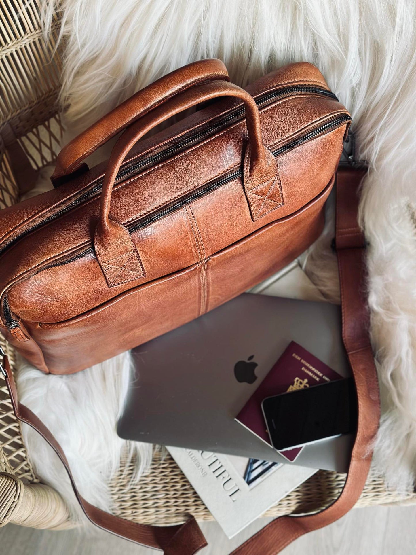 Laptoptaske cognac