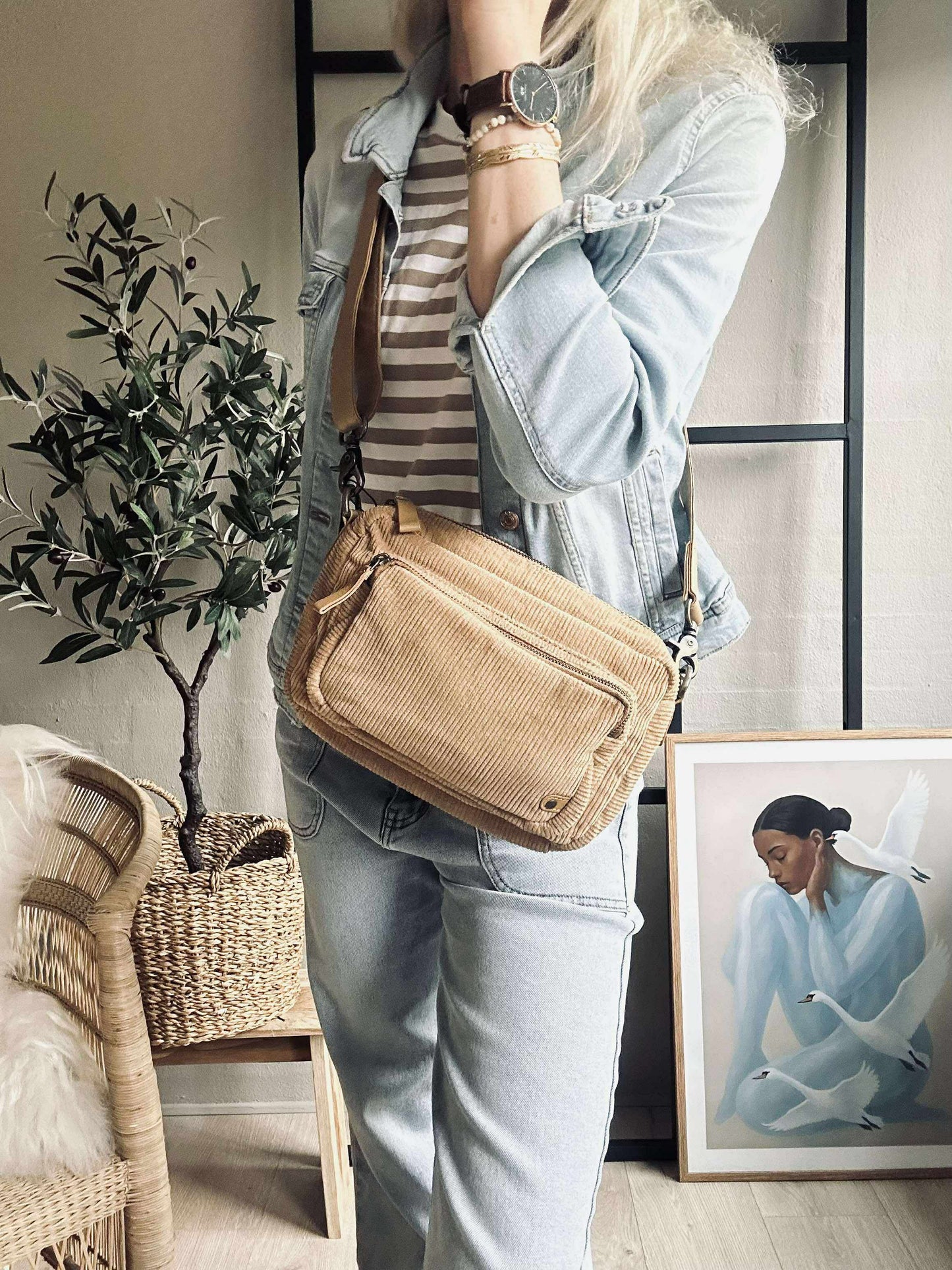 Crossbody Tan fløjl