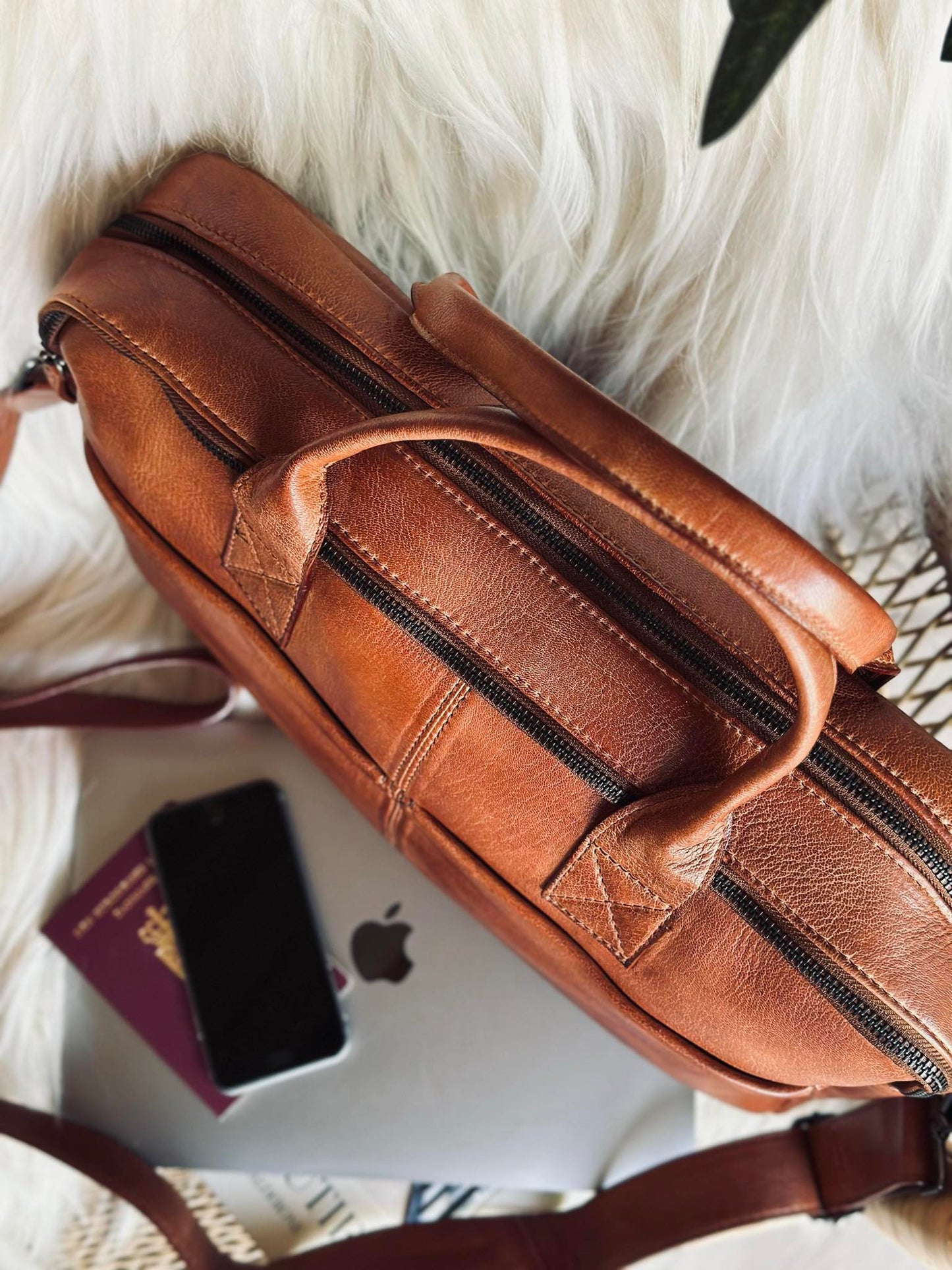 Laptoptaske cognac
