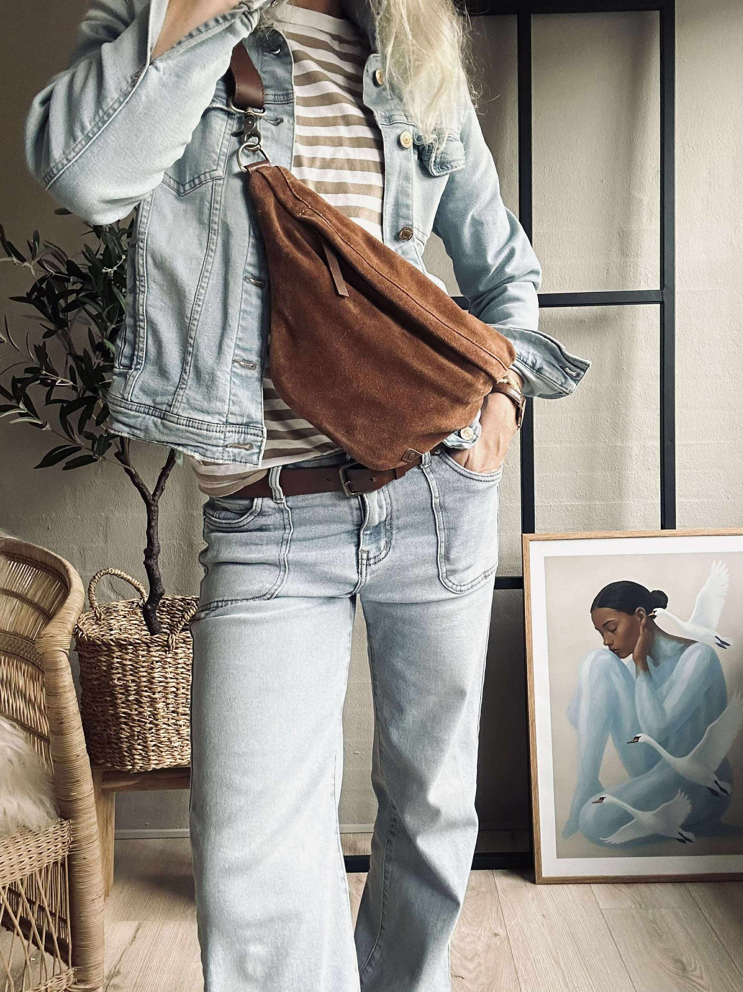 Smuk ruskindsbumbag - Cognac