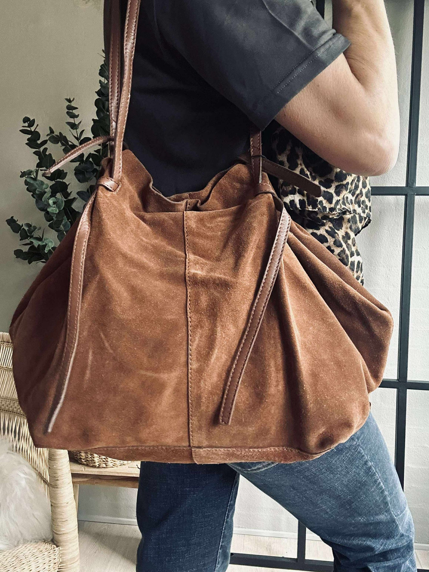 Smuk ruskindsshopper - Cognac